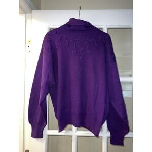 VTG Meister purple long sleeve turtleneck sweater wool/acrylic 3D pattern medium